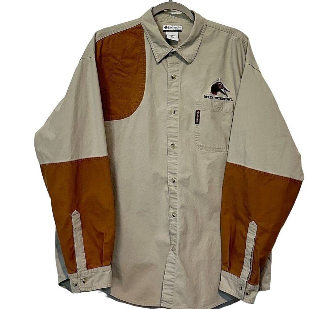 Columbia Men's XL Khaki Long Sleeve Button-Up Hunting Shirt - Picture 2 of 11